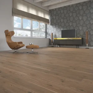 14mm European oak 3-layer engineered wood flooring installed in a modern living room