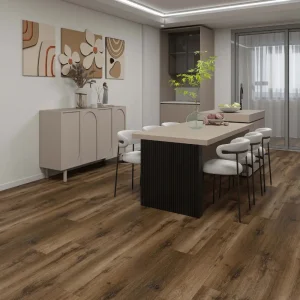 Boston 7mm SPC vinyl plank flooring installed in a contemporary dining room