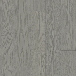 14mm Red Oak engineered wood flooring in a cool gray tone with pronounced oak grain
