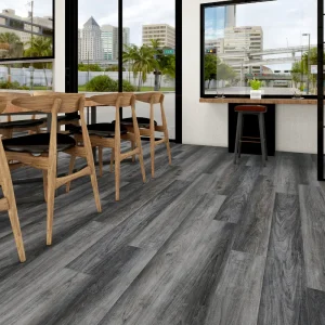 Milan SPC vinyl plank flooring installed in a modern commercial-style interior