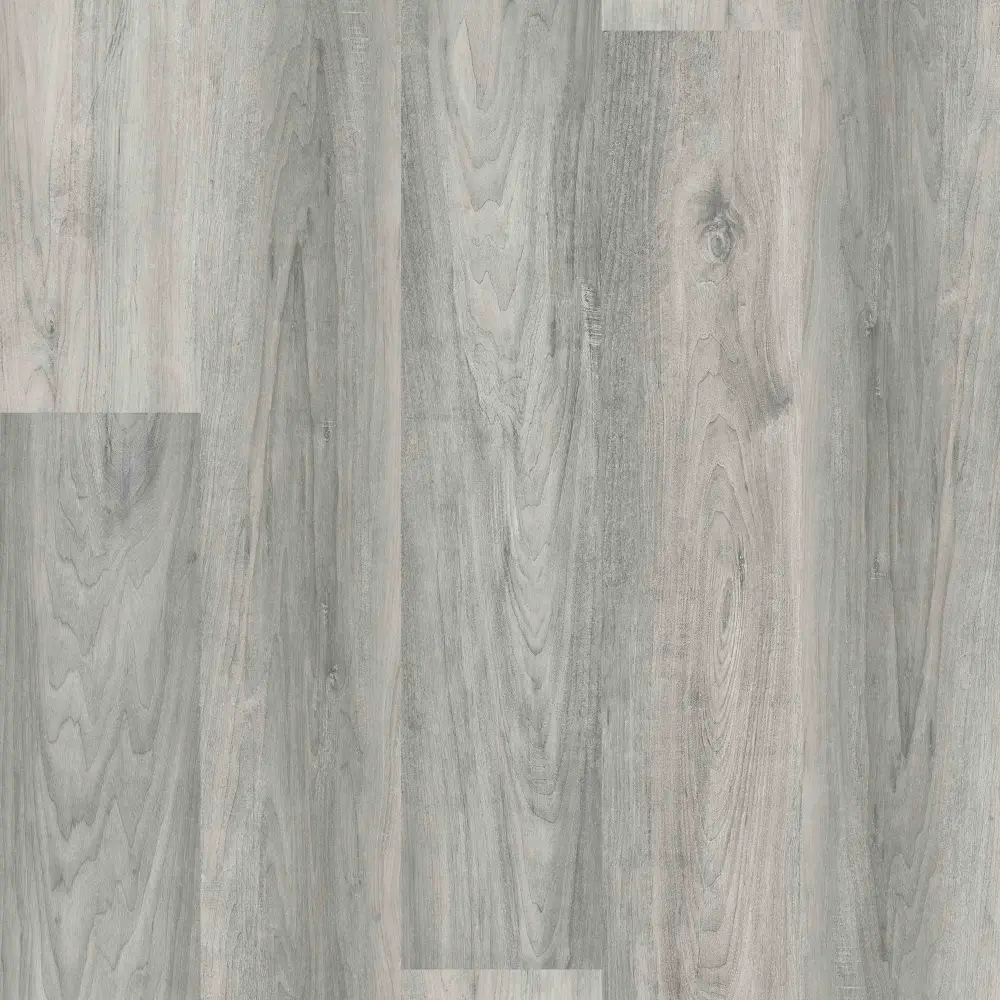 Seattle 7mm waterproof SPC vinyl plank flooring in pale gray wood look