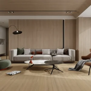 Sunwashed Grain European oak engineered wood flooring in a contemporary living room