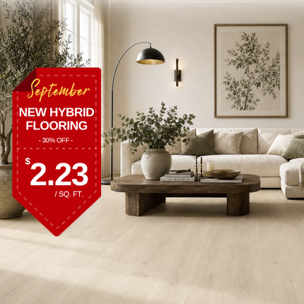New hybrid resilient flooring collection 30% off from $2.23 per sq. ft.