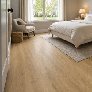 Round Rock 6.5mm SPC flooring installed in a modern bedroom