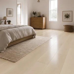 Miami 7mm SPC flooring installed in a bright modern bedroom