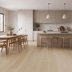 Miami 7mm SPC flooring installed in a modern kitchen and dining space