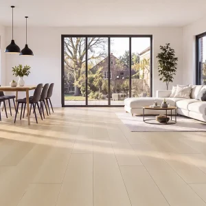 Miami 7mm SPC flooring installed in a bright open living and dining space