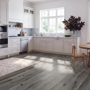 Orlando 7mm SPC flooring installed in a bright white kitchen