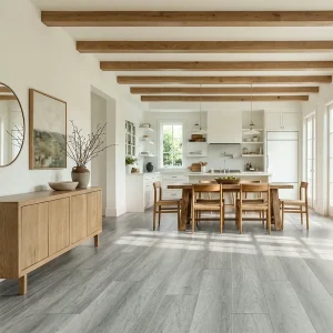 Seattle 7mm SPC flooring installed in a bright kitchen and dining area